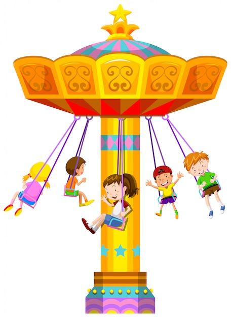 Download Children swinging in circle | Free Vector