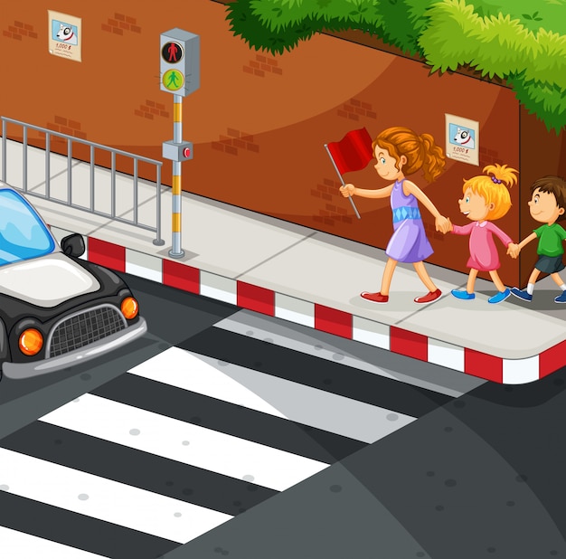 Children walking on the pavement Vector | Free Download