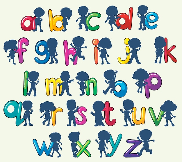 Children with English alphabets