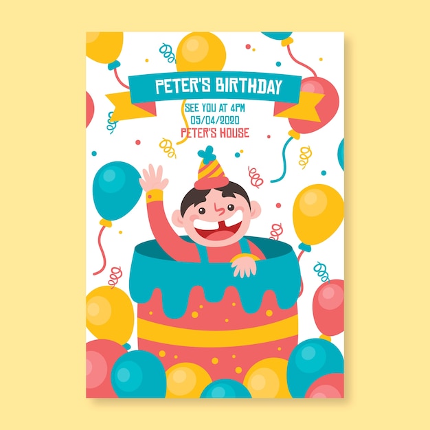 Download Childrens birthday invitation template design | Free Vector