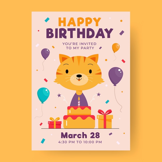 Download Childrens birthday invitation template | Free Vector