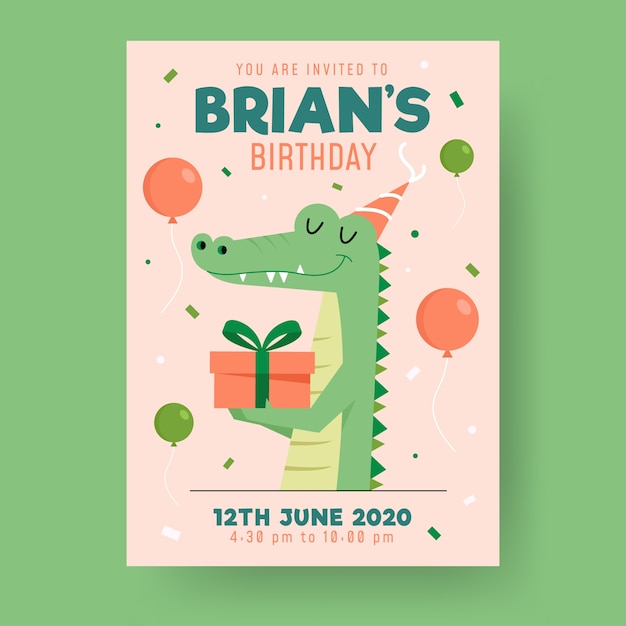 Download Childrens birthday invitation template | Free Vector