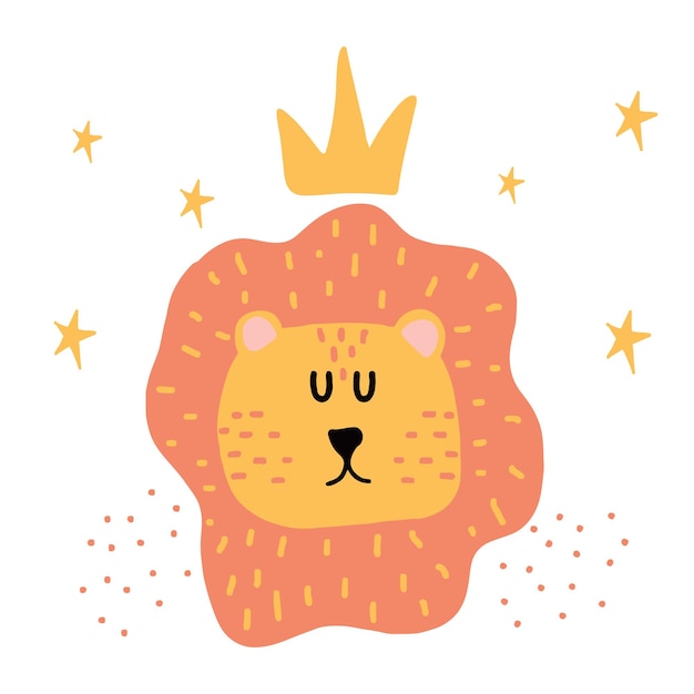 Premium Vector | Childrens handdrawn illustration of a lions head lion ...