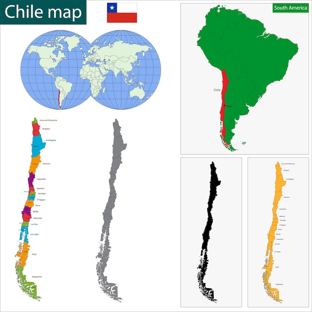 チリ地図 プレミアムベクター