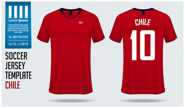 Chile soccer jersey mockup or football kit template ...