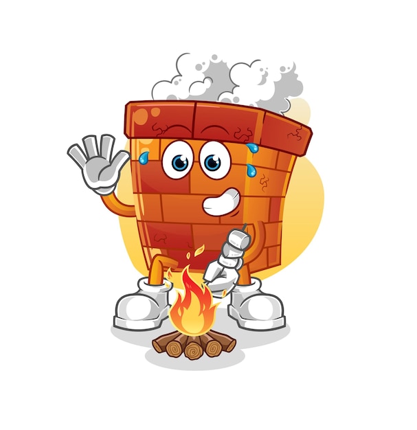 Premium Vector | Chimney roasting marshmallows. cartoon mascot vector