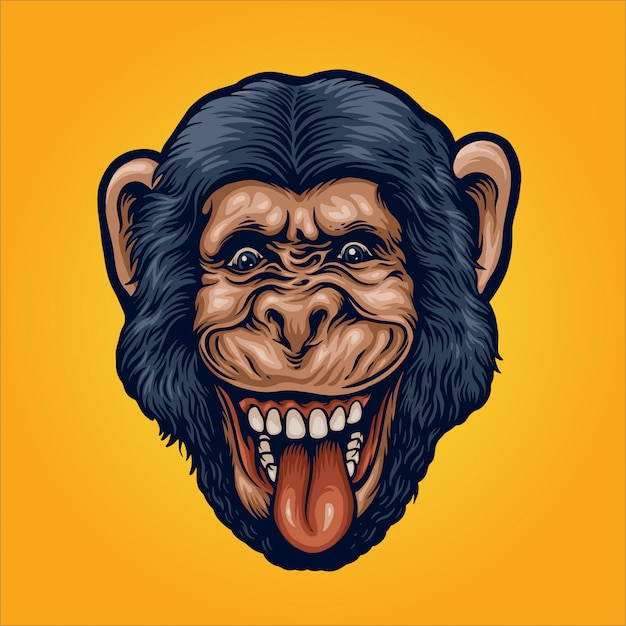 Monkey premium. Голова шимпанзе металл.