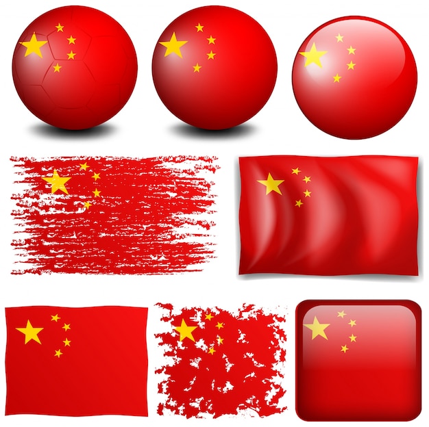 Download China flag in different designs illustration Vector | Free ...