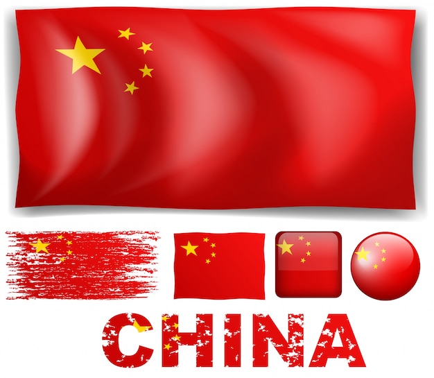 異なるデザインのイラストで中国の国旗 無料のベクター