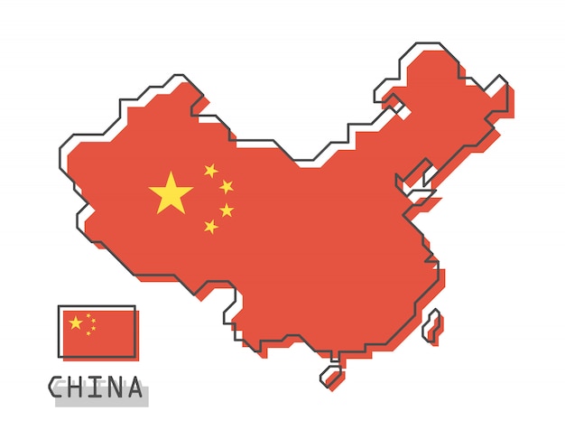 Premium Vector | China map and flag