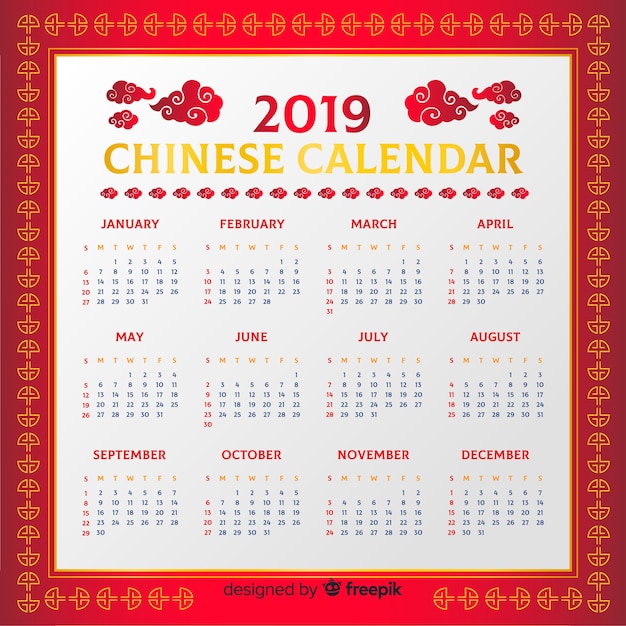 Free Vector | Chinese calendar 2019