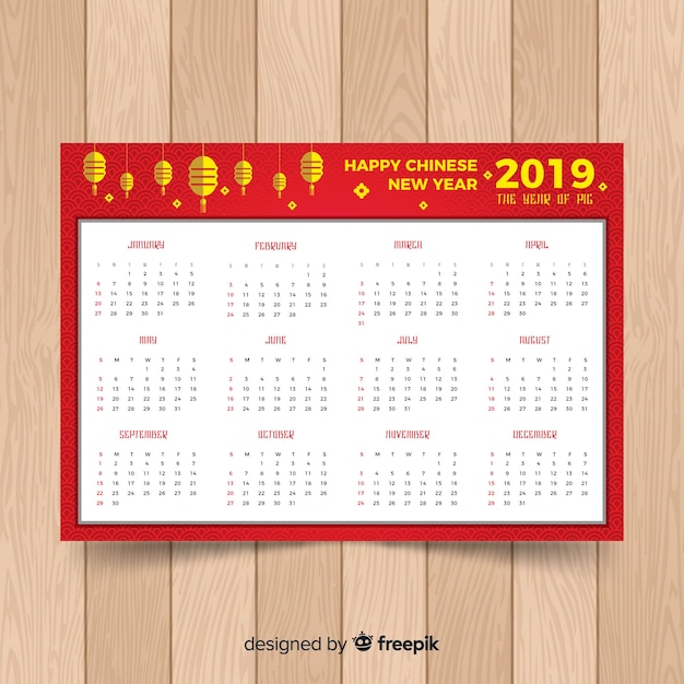 Free Vector | Chinese calendar 2019