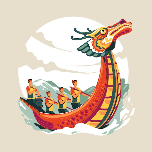 Chinese dragon boat festival vector illustration | Premium Vector