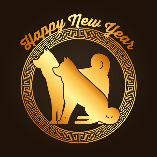 Premium Vector | Chinese happy new year of the dog calendar zodiac dark background