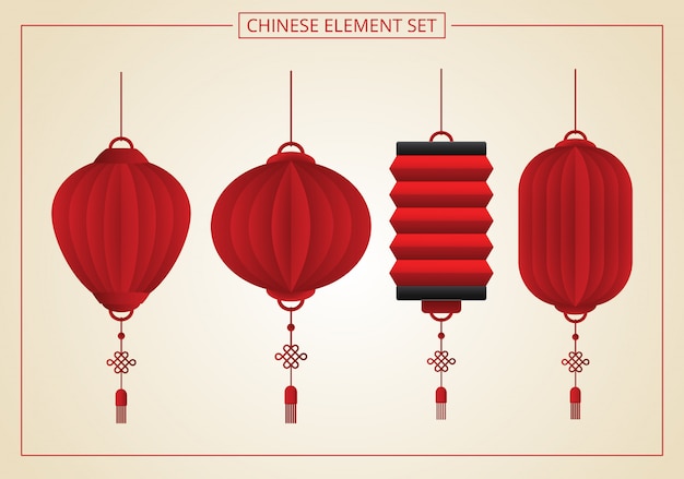 Premium Vector | Chinese lantern element in papercut style.