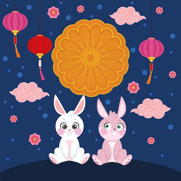 Premium Vector Chinese moon festival celebration