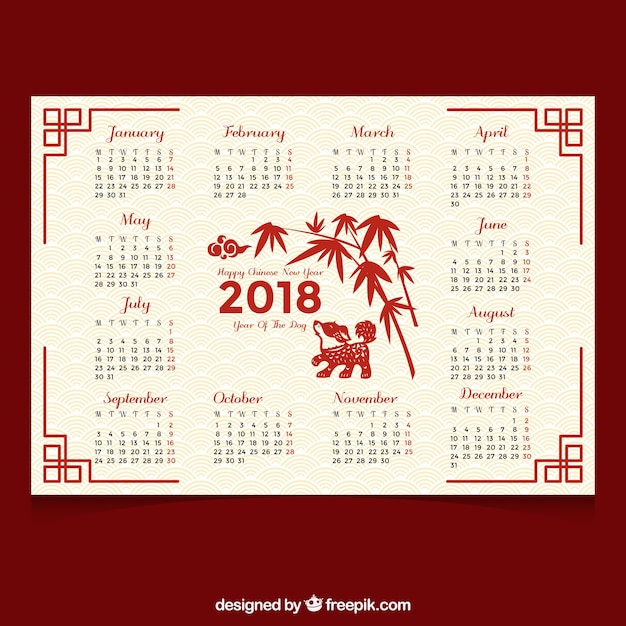 Free Vector | Chinese new year 2018 calendar