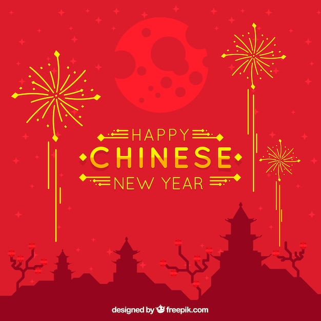 Скоро Новый Год! Chinese-new-year-background-with-city-silhouette_23-2147747337