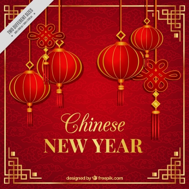 Chinese new year background with lanterns | Free Vector