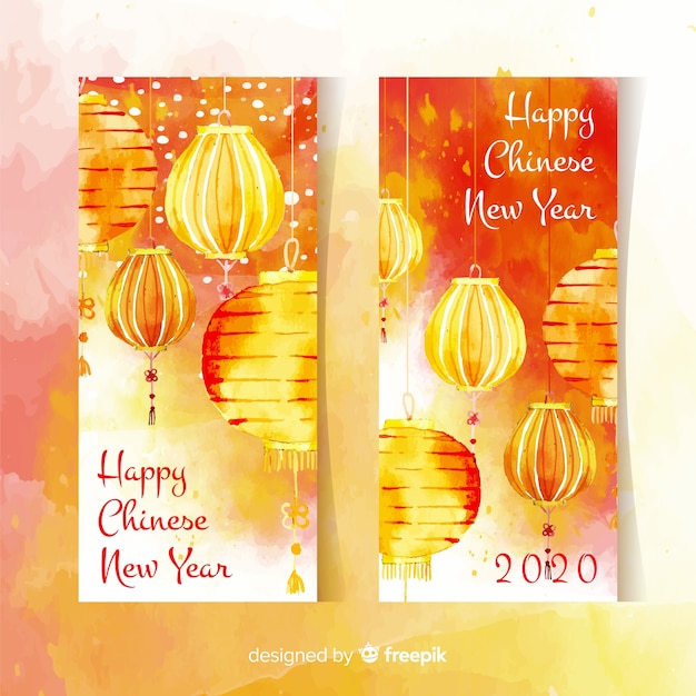 Chinese new year banner pack Vector | Free Download