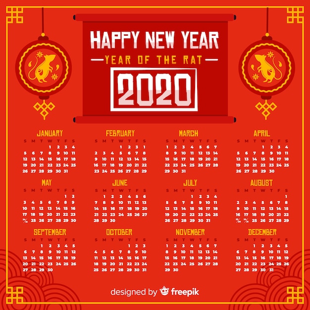 Free Vector | Chinese new year calendar in flat design