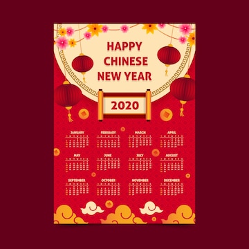 Free Vector | Chinese new year calendar in flat design