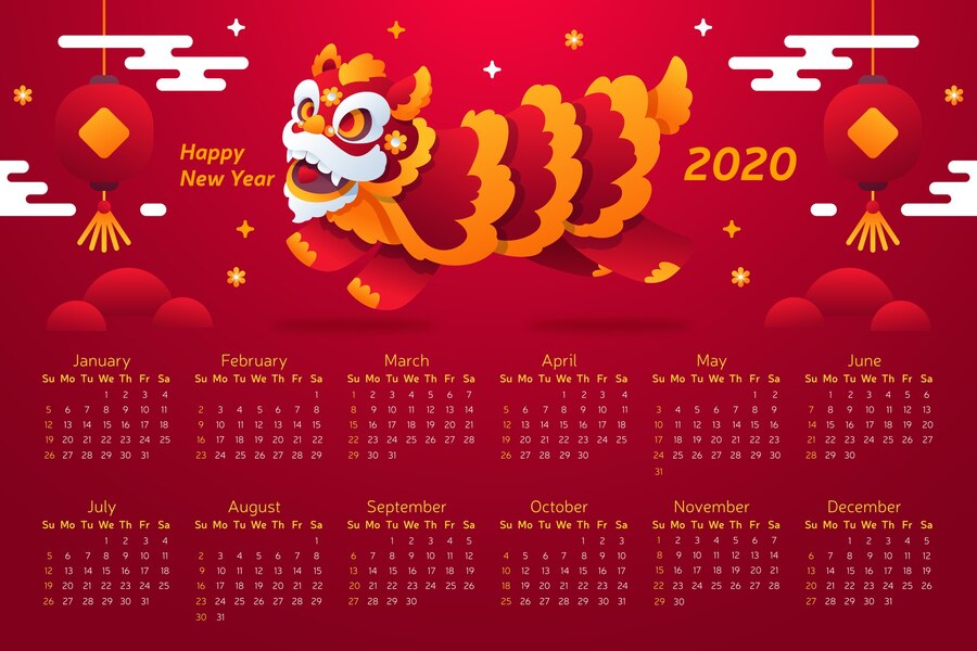 Free Vector | Chinese new year calendar in flat design