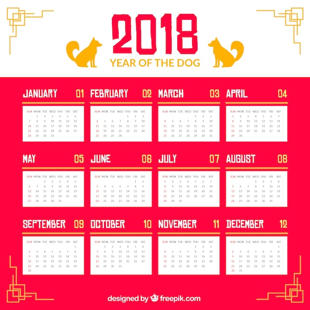 chinese new year calendar free vector