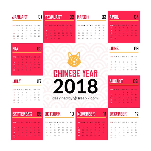 Free Vector | Chinese new year calendar