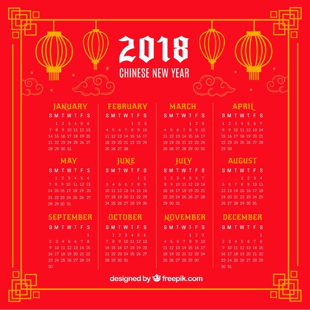 Free Vector | Chinese new year calendar