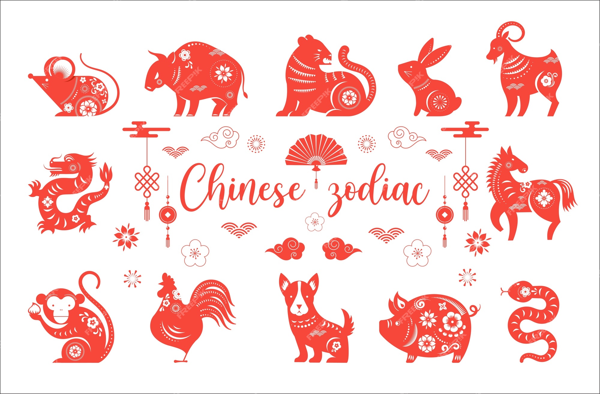 Premium Vector Chinese new year, chinese zodiac animals symbols.