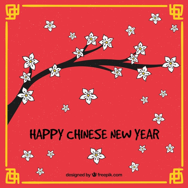 Chinese new year design with tree branch
