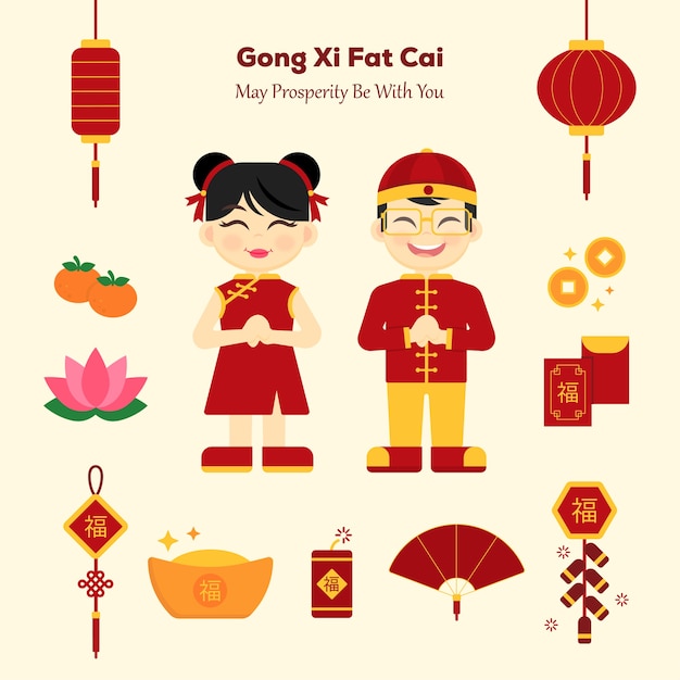 Chinese new year elements Vector | Premium Download