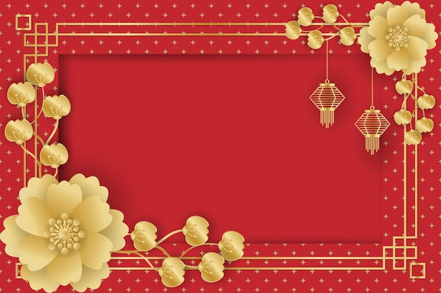 Premium Vector | Chinese new year festival banner design with gold ...