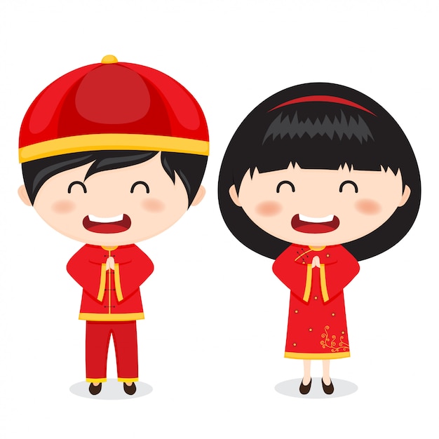 Premium Vector | Chinese new year greetings- children.