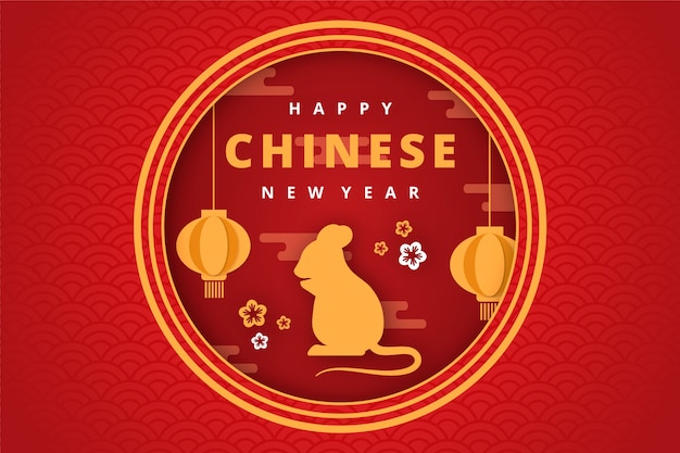 Chinese new year in paper style Vector | Free Download