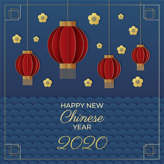 Free Vector | Chinese new year in paper style