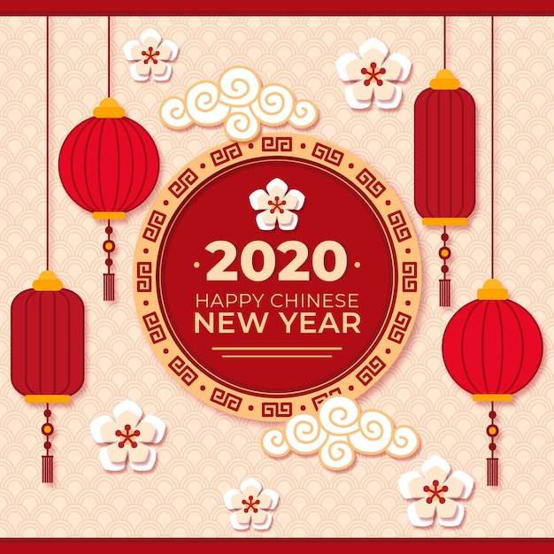 Premium Vector | Chinese new year in paper style