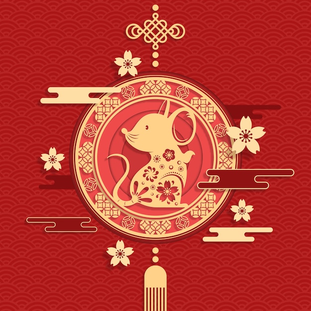 Free Vector | Chinese new year in paper style