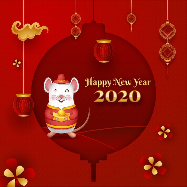 Premium Vector | Chinese new year of rat card