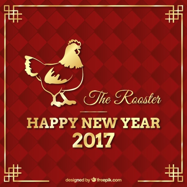 Chinese new year red abstract golden rooster background