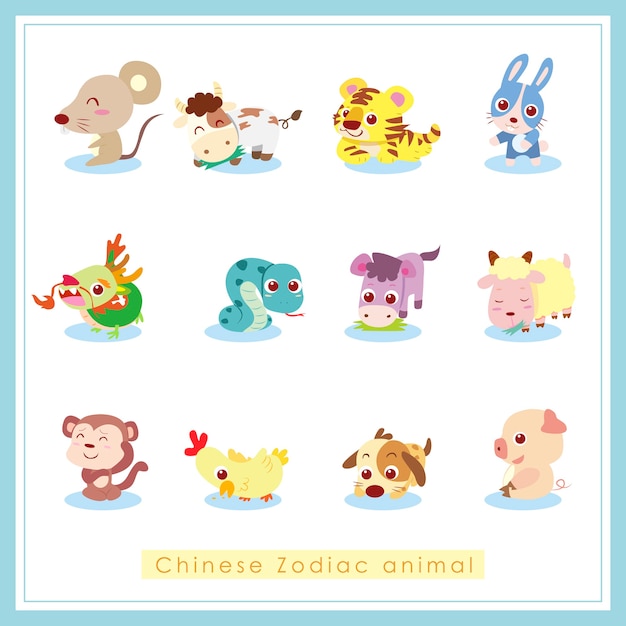 Premium Vector | Chinese zodiac animal,cartoon illustration