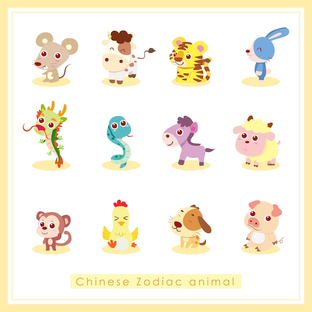 Premium Vector | Chinese zodiac animal,cartoon illustration