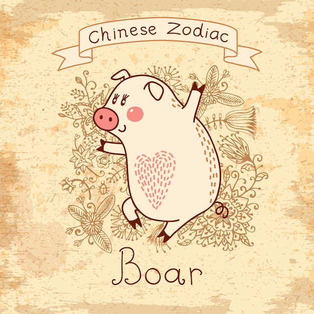 Premium Vector Chinese zodiac boar