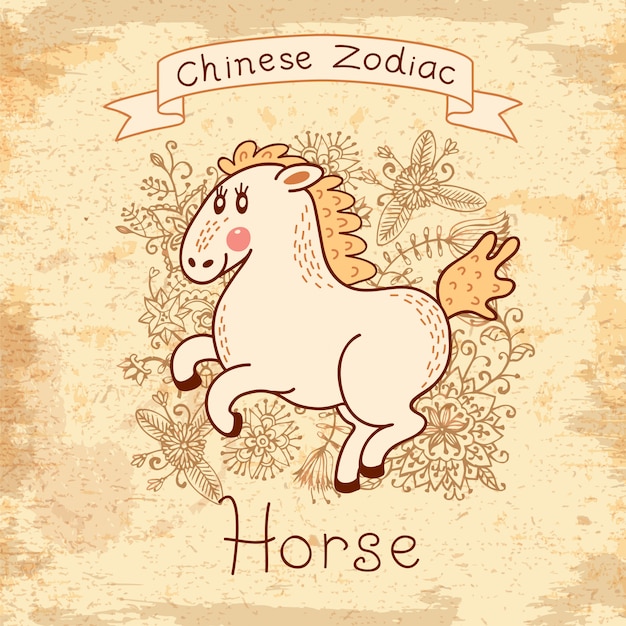 Premium Vector | Chinese zodiac - horse
