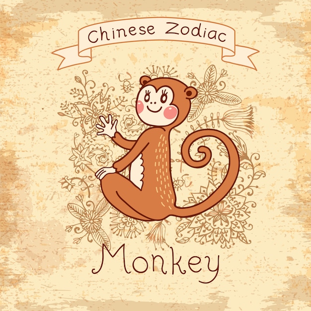 Premium Vector Chinese zodiac monkey