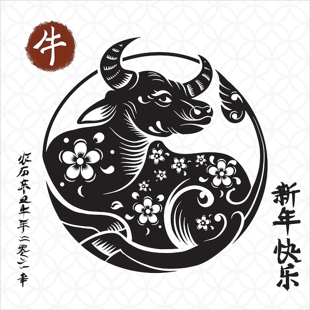 Premium Vector Chinese zodiac sign year of ox,chinese calendar for