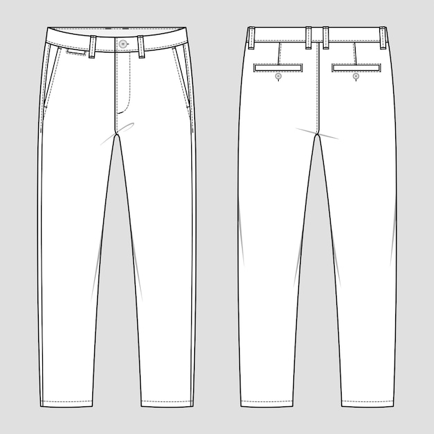 Premium Vector | Chino trousers. men's casual wear. vector technical ...