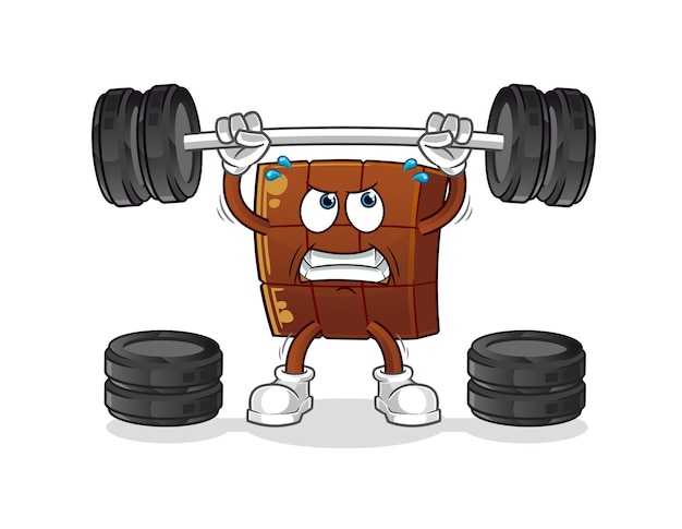 Premium Vector | Chocolate bar lifting the barbell character. cartoon ...