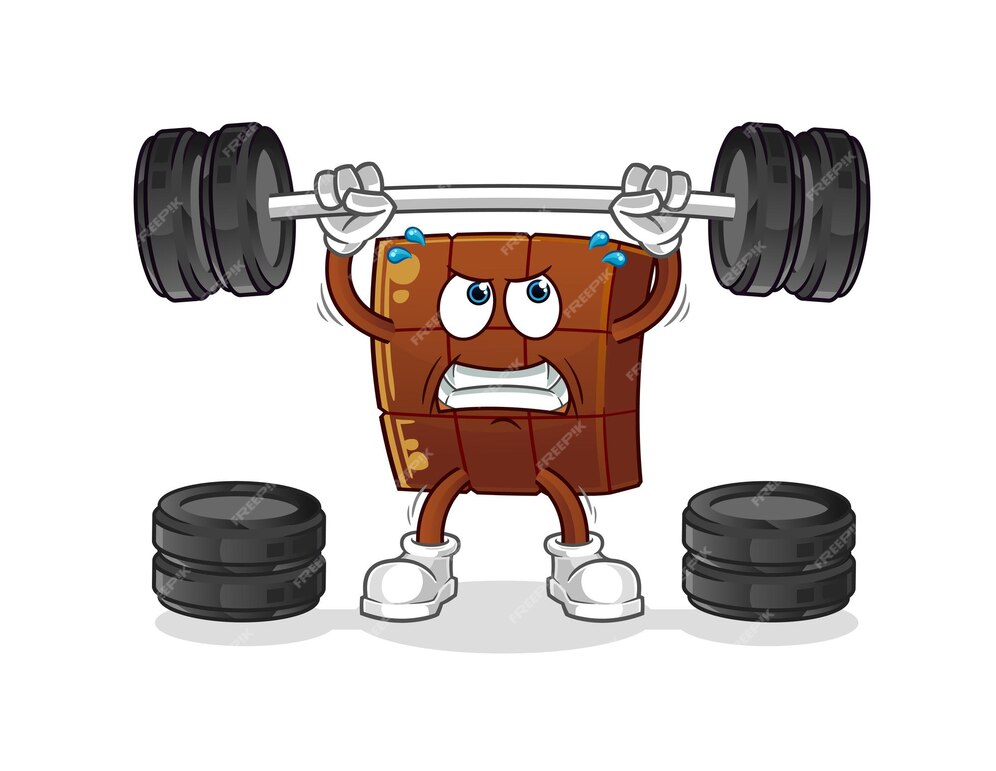 Premium Vector | Chocolate bar lifting the barbell character. cartoon ...